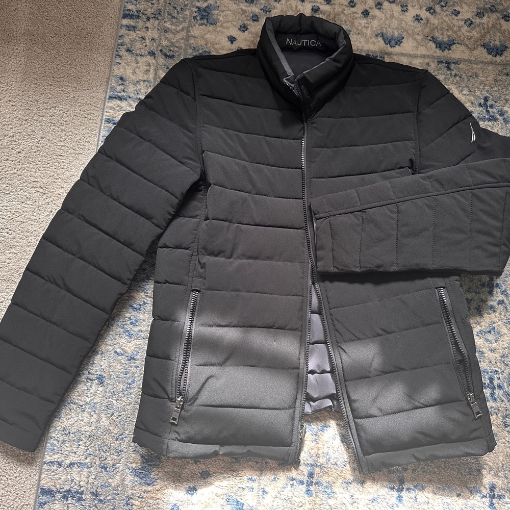 Nautica Men's Dark Gray/Black Puffer Jacket